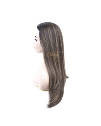 Natural Dark Brown With Highlights Small Layer Virgin European Hair Band-fall Wigs