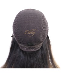 Natural Dark Brown With Highlights Small Layer Virgin European Hair Band-fall Wigs
