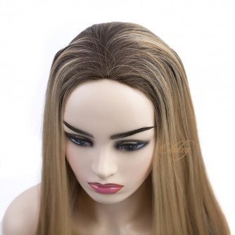 NOA# Blonde Highlights Color 24Inch Small Layer Virgin European Hair Sport-Fall Wigs