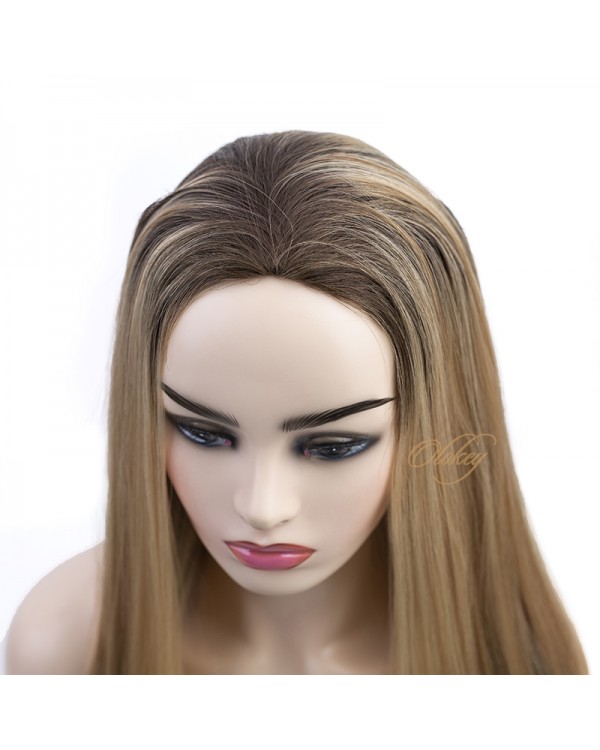 NOA# Blonde Highlights Color 24Inch Small Layer Virgin European Hair Sport-Fall Wigs
