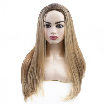NOA# Blonde Highlights Color 24Inch Small Layer Virgin European Hair Band-Fall Wigs