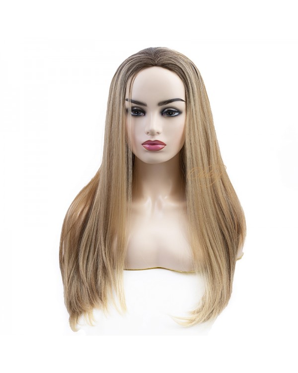 NOA# Blonde Highlights Color 24Inch Small Layer Virgin European Hair Sport-Fall Wigs