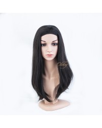 Natural Dark Brown Small Layer Virgin European Hair Band-fall Wigs