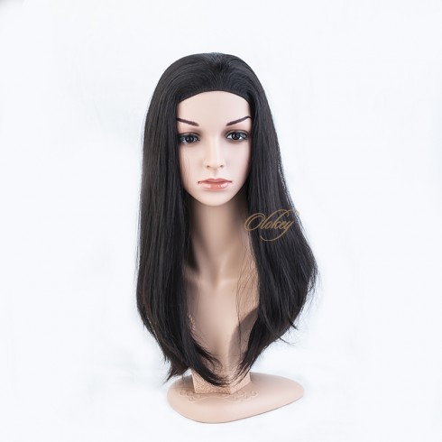Natural Dark Brown Small Layer Virgin European Hair Band-fall Wigs