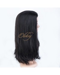 Natural Dark Brown Small Layer Virgin European Hair Band-fall Wigs