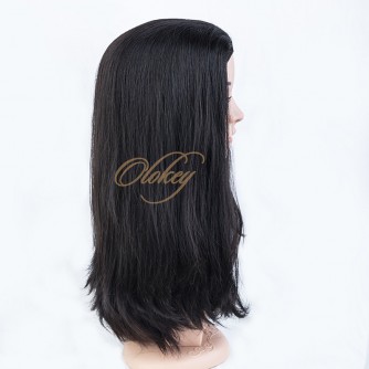 Natural Dark Brown Small Layer Virgin European Hair Band-fall Wigs