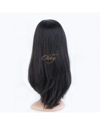 Natural Dark Brown Small Layer Virgin European Hair Band-fall Wigs