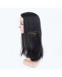 Natural Dark Brown Small Layer Virgin European Hair Band-fall Wigs