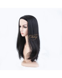 Natural Dark Brown Small Layer Virgin European Hair Band-fall Wigs