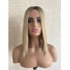 12" Ashy Blonde Silk Top Wig Topper – 8×8 Base with 4×4 Handmade Top Ashy blonde silk top hair piece 8x8 base with 9-tooth front comb clip