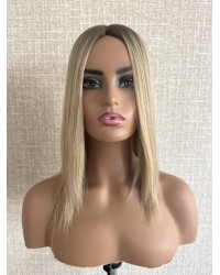 Ashy blonde silk top hair piece 8x8 base with 9-tooth front comb clip