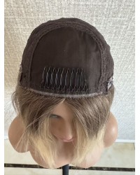 Ashy blonde silk top hair piece 8x8 base with 9-tooth front comb clip