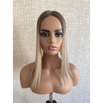 14" Balayage Ashy Blonde Lace Topper with Skin PU