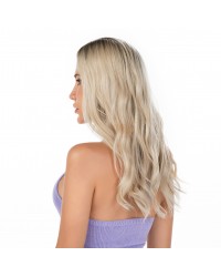 Iced Champagne Blonde silk top hair topper 8x8 with 4×4 handmade silk base – 18 inch