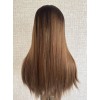 24" balayage caramel brown hairpiece on 9.6×9.6 Mono 3# base with PU silicone perimeter