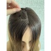 24" balayage caramel brown hairpiece on 9.6×9.6 Mono 3# base with PU silicone perimeter