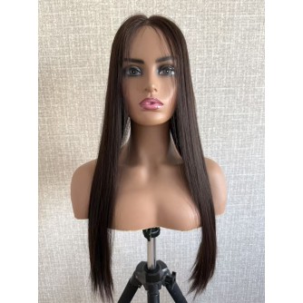 24" Natural Brown Virgin European Lace Top Hair Piece