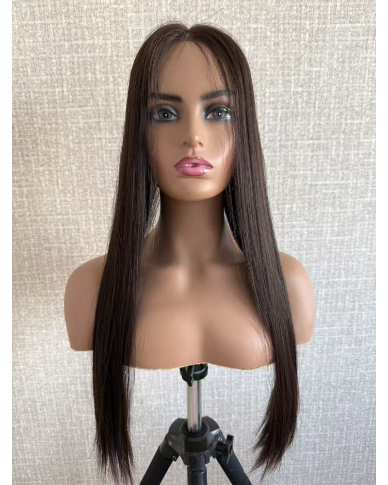 24" Natural Brown European Lace Top Hair Piece Natural Brown #6 Virgin European Lace Top Hair Piece 24 inch