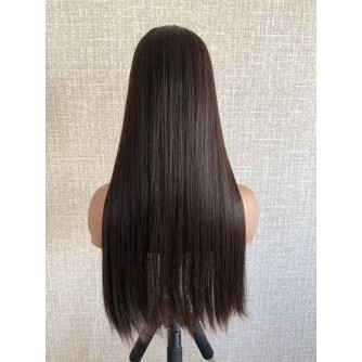 24" Natural Brown Virgin European Lace Top Hair Piece