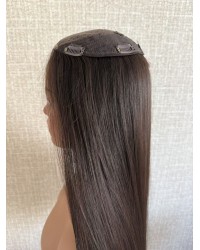 24" Natural Brown European Lace Top Hair Piece Natural Brown #6 Virgin European Lace Top Hair Piece 24 inch