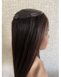 24" Natural Brown European Lace Top Hair Piece Natural Brown #6 Virgin European Lace Top Hair Piece 24 inch