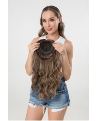 20" Ash Mocha Swirl Silk Top 8×8 Topper – OLOKEYWIGS 20 inch Ash Mocha Swirl silk top hair topper 8x8 cap by OLOKEYWIGS