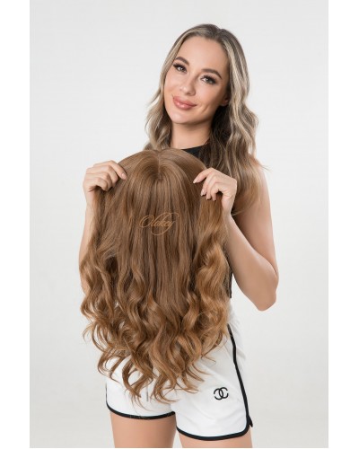Special Offer! Silk Top 4x4 Natural Golden Caramel Virgin European Slavic Hair Topper -Ideal for Thinning Hair