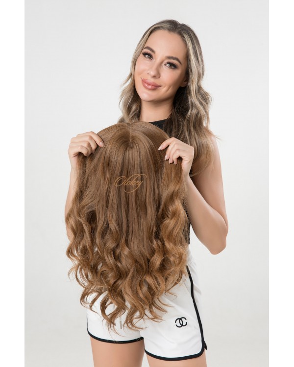 Special Offer! Silk Top 4x4 Natural Golden Caramel Virgin European Slavic Hair Topper -Ideal for Thinning Hair