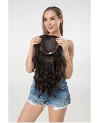 Ready-To-Ship-Silk Base Dark Brown European Hair Topper