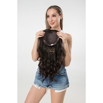 20" Silk Top 4×4 Hair Topper – Natural #2 Dark Brown Mongolian Hair, 8×8 Cap, Virgin European-Like Quality for Thinning Hair