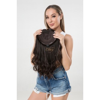 18" Premium Silk Top 4×4 Hair Topper – #4 Natural Dark Brown Mongolian Hair, 8×8 Cap, European-Like Quality for Thinning Hair