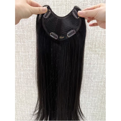 20 inch U-Part Virgin Brazilian Hair Piece Natural #2 Dark Brown with Clips
