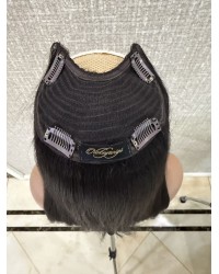 20" U-Part Virgin Hair Piece – Natural #2 20 inch U-Part Virgin Brazilian Hair Piece Natural #2 Dark Brown with Clips