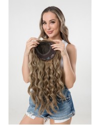 22" Sandy Champagne Silk Top 8×8 Hair Topper – OLOKEYWIGS 22 inch Sandy Champagne silk top hair topper 8x8 cap by OLOKEYWIGS