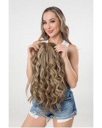 22" Sandy Champagne Silk Top 8×8 Hair Topper – OLOKEYWIGS 22 inch Sandy Champagne silk top hair topper 8x8 cap by OLOKEYWIGS