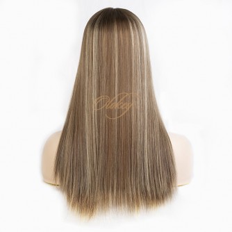 Silk Top 4*4 Color 611# Highlights Virgin European Hair Kippah Fall Topper