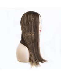 Silk Top 4*4 Color 8/14 Highlights Virgin European Hair Kippah Fall Topper