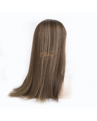 Silk Top 4*4 Color 8/14 Highlights Virgin European Hair Kippah Fall Topper
