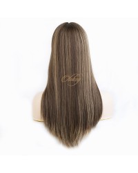 Silk Top 4*4 Color 8/14 Highlights Virgin European Hair Kippah Fall Topper