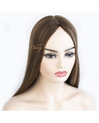 Silk Top 4*4 Color 8/14 Highlights Virgin European Hair Kippah Fall Topper
