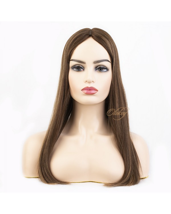 Silk Top 4*4 Color 8/14 Highlights Virgin European Hair Kippah Fall Topper