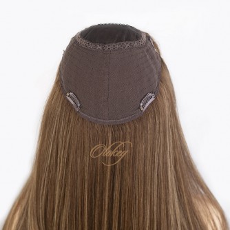 Silk Top 4*4 Color 8/14 Highlights Virgin European Hair Kippah Fall Topper