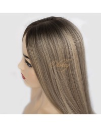 Silk Top 4*4 Color NOA# Highlights Blonde Virgin European Hair Kippah Fall Topper Silk Top 4*4 Color NOA# Highlights Blonde Virgin European Hair Kippah Fall Topper