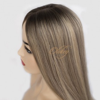 Silk Top 4*4 Color NOA# Highlights Blonde Virgin European Hair Kippah Fall Topper