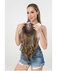 Virgin European Hair Dyed 4#/8#/18# Luxury Lace Topper , Lace Kippah Fall Toppers Hair Pieces