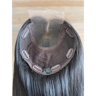 Custom Handmade 3×4 Lace Top Hair Topper – Virgin European Hair, Natural #2 Dark Brown, Luxury 8×8 Cap – 16"–24" Lengths