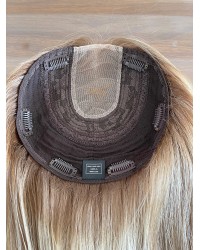 Virgin European Hair Balayage Blonde Highlights Color Lace Topper , Lace Kippah Fall Toppers