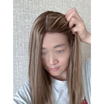 16" Rooted Hazelnut Toffee Melt Silk Top Lace Front Wig – Virgin Mongolian Hair, Kosher Certified
