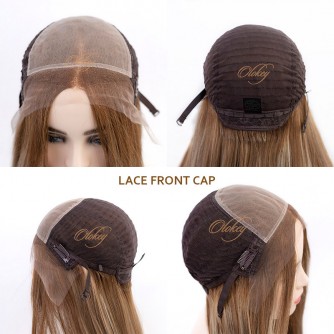 22" Balayage Light Chestnut & Honey Blonde Lace Top Wig – 5x5 Lace with Ear-to-Ear, Virgin Brazilian Hair, Mini Tiny Layer, Kosher Certified
