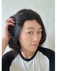 12" Darker Brown #2 Lace Top Brazilian Wave Wig with Mini Tiny Layer and Swiss Lace Single Knots